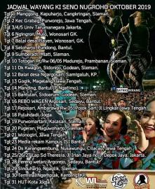 Jadwal Wayang Ki Seno Nugroho Oktober 2019